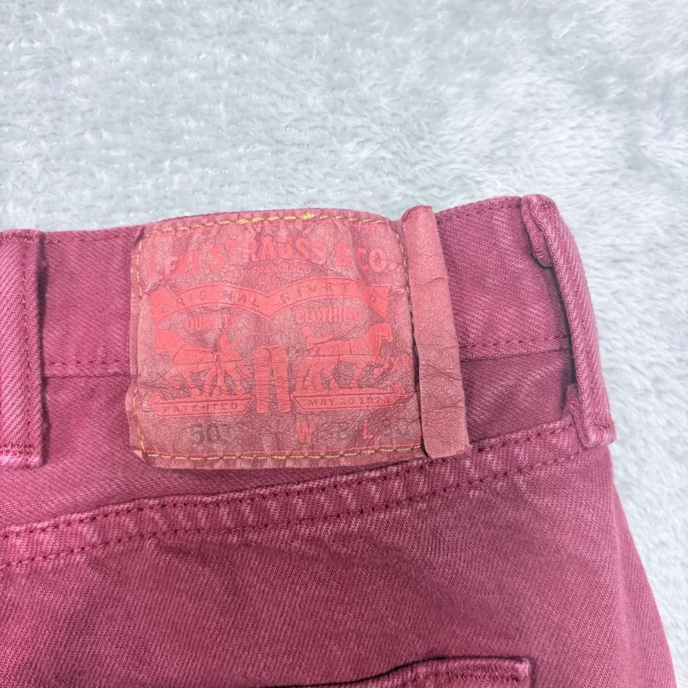 Levi's 501 Original Fit Mens 38x30 Pink Maroon Button Fly Straight Leg Jeans